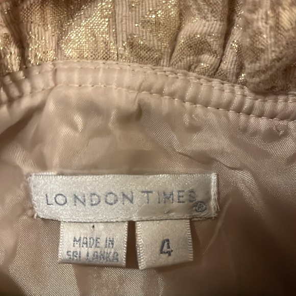 NWT London Times Champagne White Gold Metallic Shiny Circle Embossed Dress 4 - Picture 8 of 11